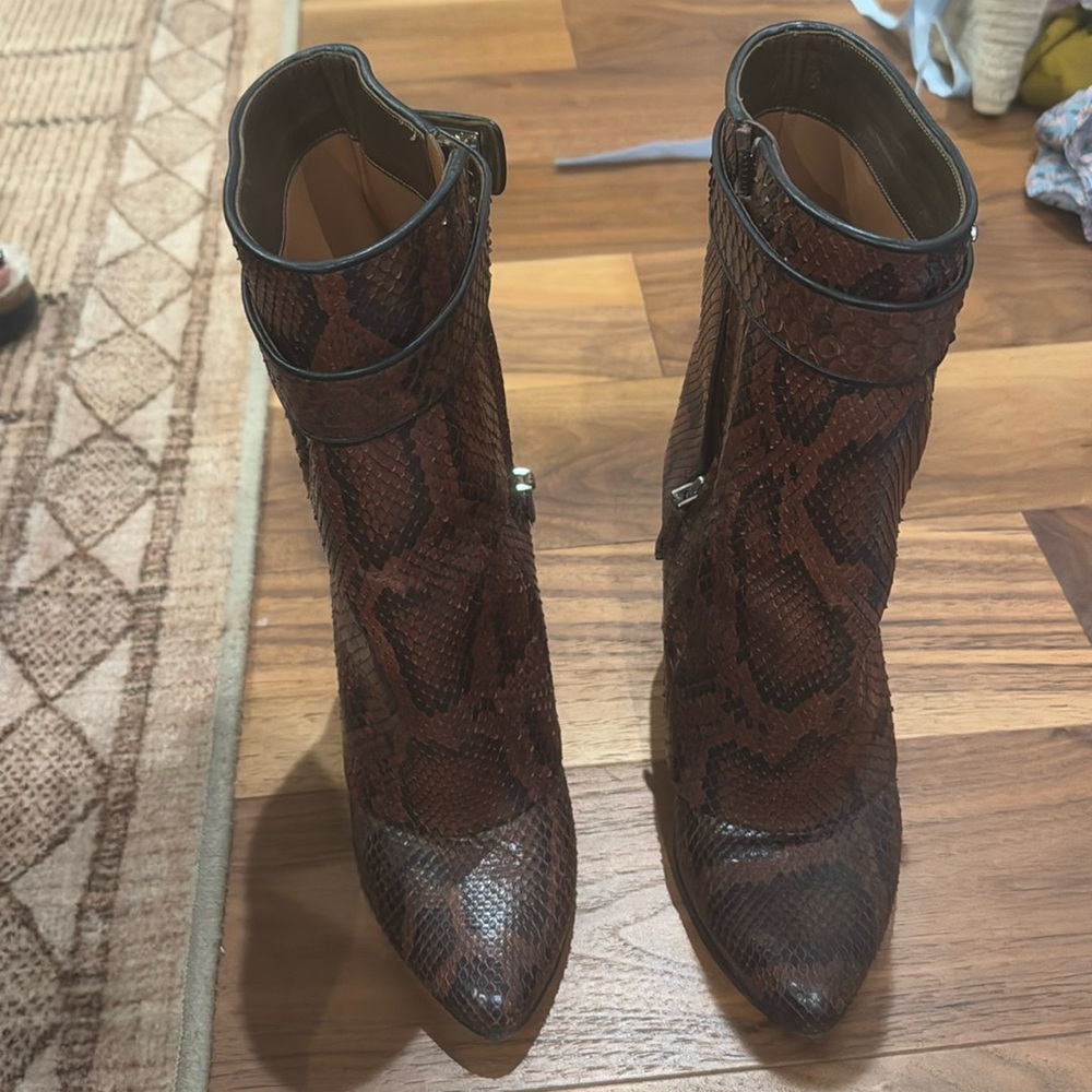 Authentic Givenchy snake skin animal print leather boots lightly worn